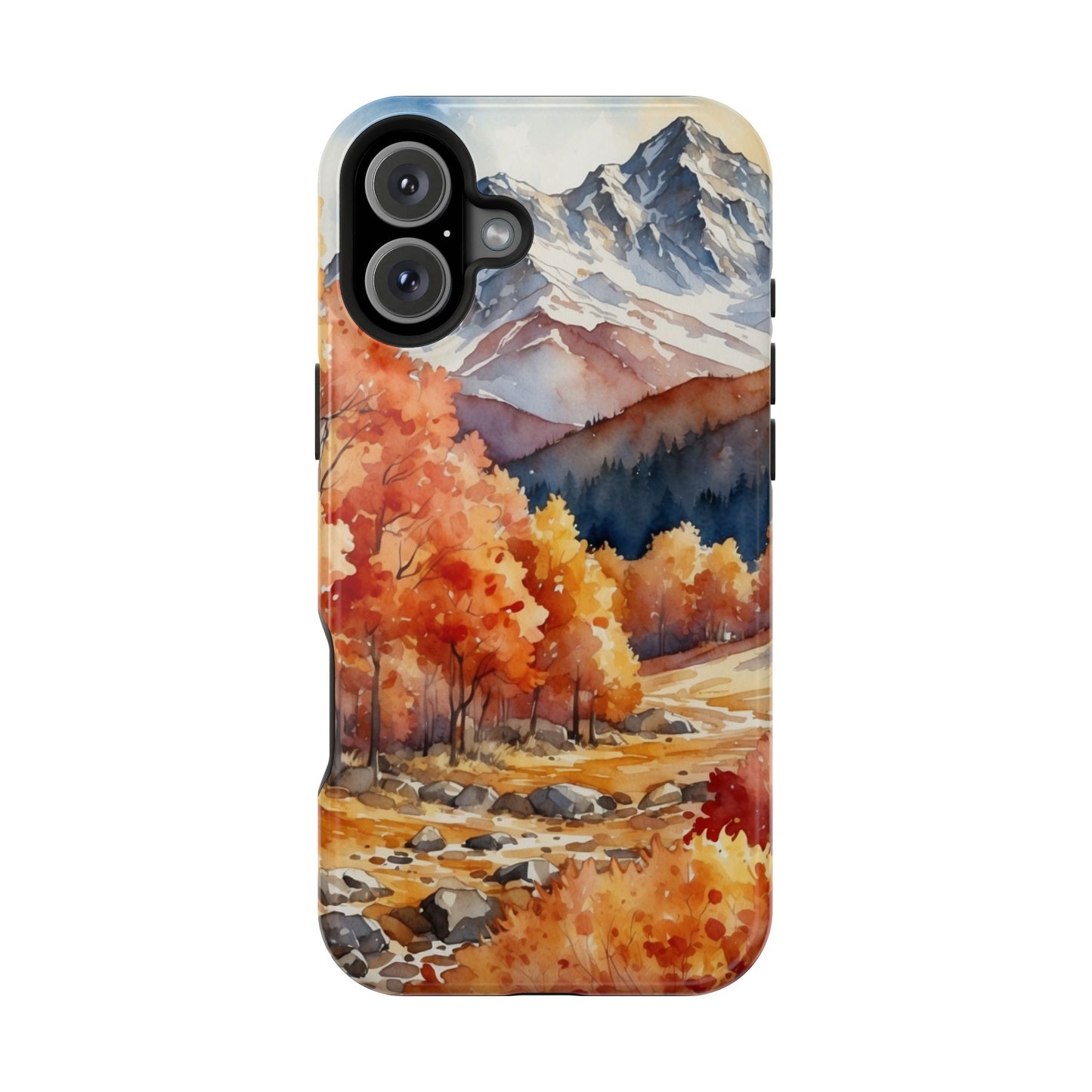 Watercolor Autumn Forest and Mountains - MagSafe iPhone Case