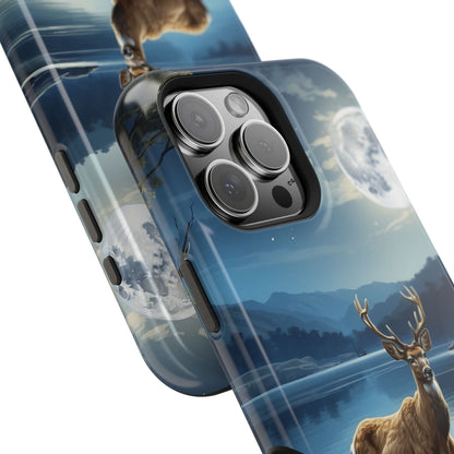 Moonlit Elegance: Stag by the Lake – MagSafe iPhone Case