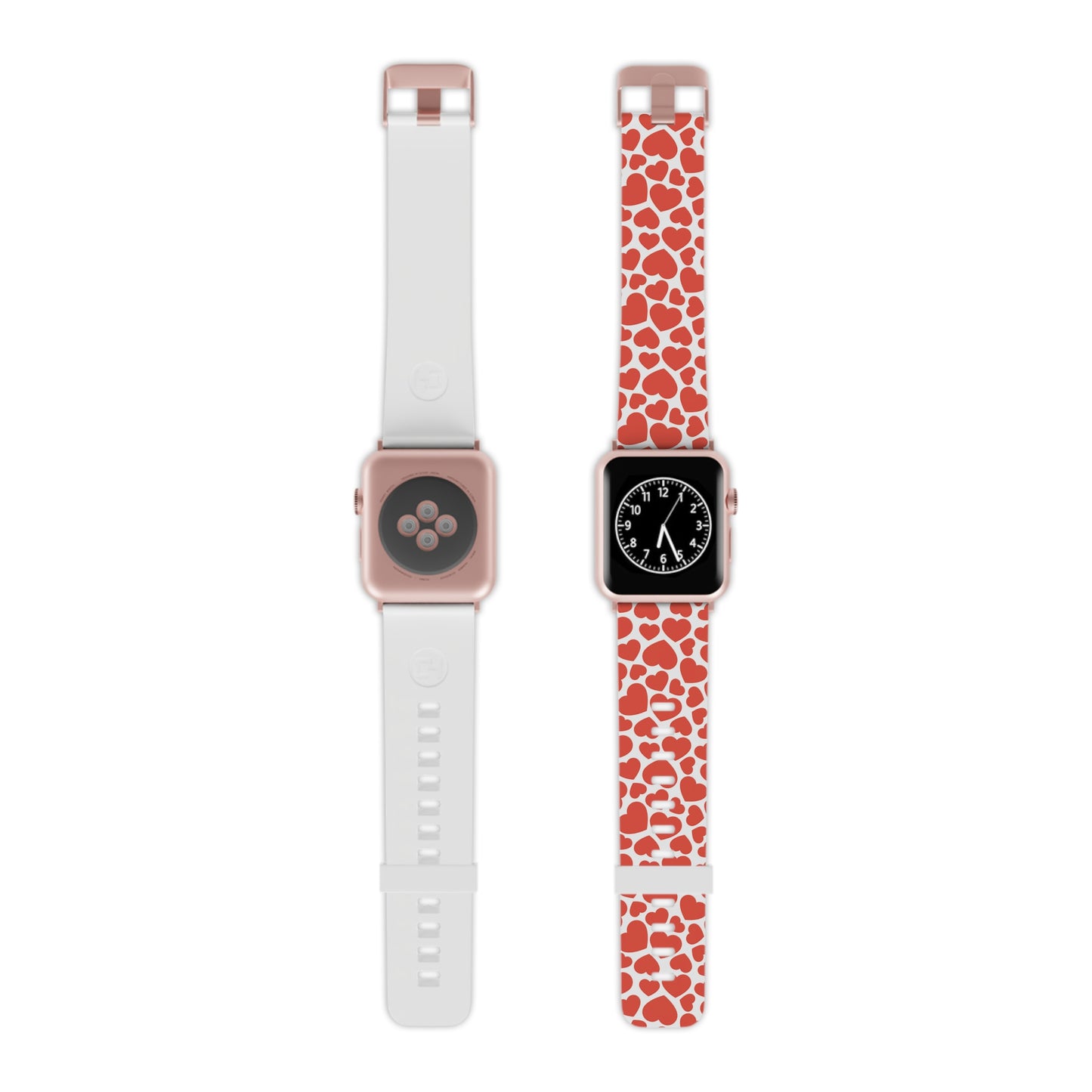 Playful White Hearts on Red Apple Watch Band