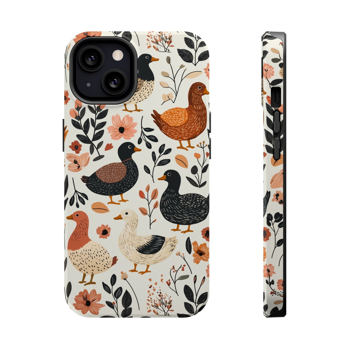 MagSafe iPhone Case: Vintage Duck – Floral & Leaf Design