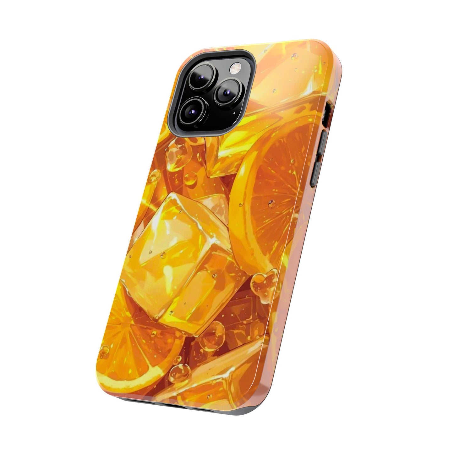 Citrus Splash iPhone Case – Bright Orange Slices & Ice, Dual-Layer Protection