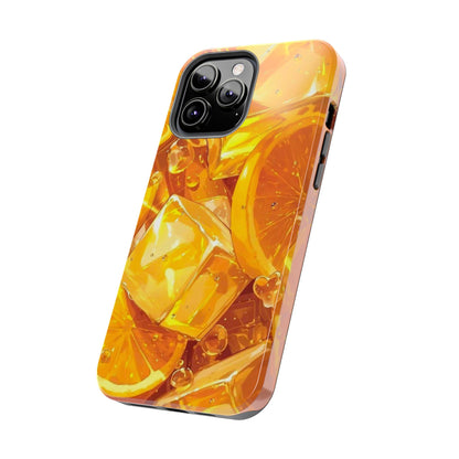 Citrus Splash iPhone Case – Bright Orange Slices & Ice, Dual-Layer Protection