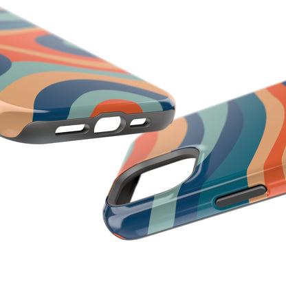 Retro Vibe Wavy Stripes MagSafe iPhone Case – 70s-Inspired in Teal, Orange, and Rust