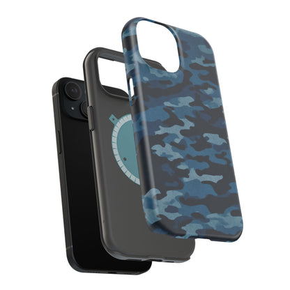 Dark Blue Camouflage – MagSafe iPhone Case with Modern Rugged Style