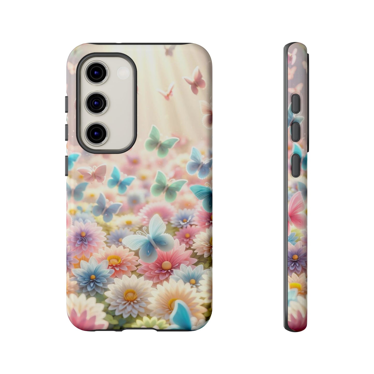 Butterfly Blossom Samsung Case - Pastel Floral Protective Cover