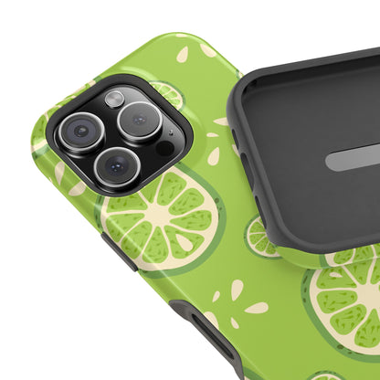 Zesty Lime Splash Tough MagSafe iPhone Case – Fresh Citrus Design, Dual-Layer Protection