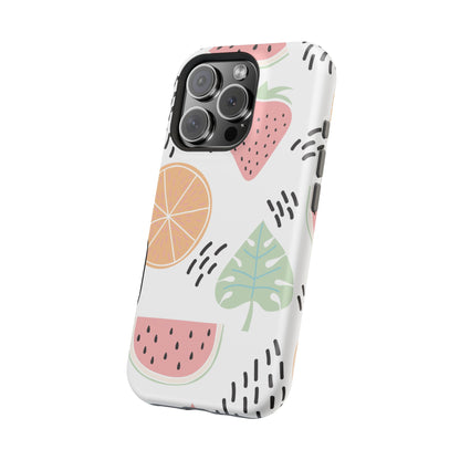 Tropical Fruit Fiesta Tough MagSafe iPhone Case – Fun Watermelon, Pineapple, and Citrus Design