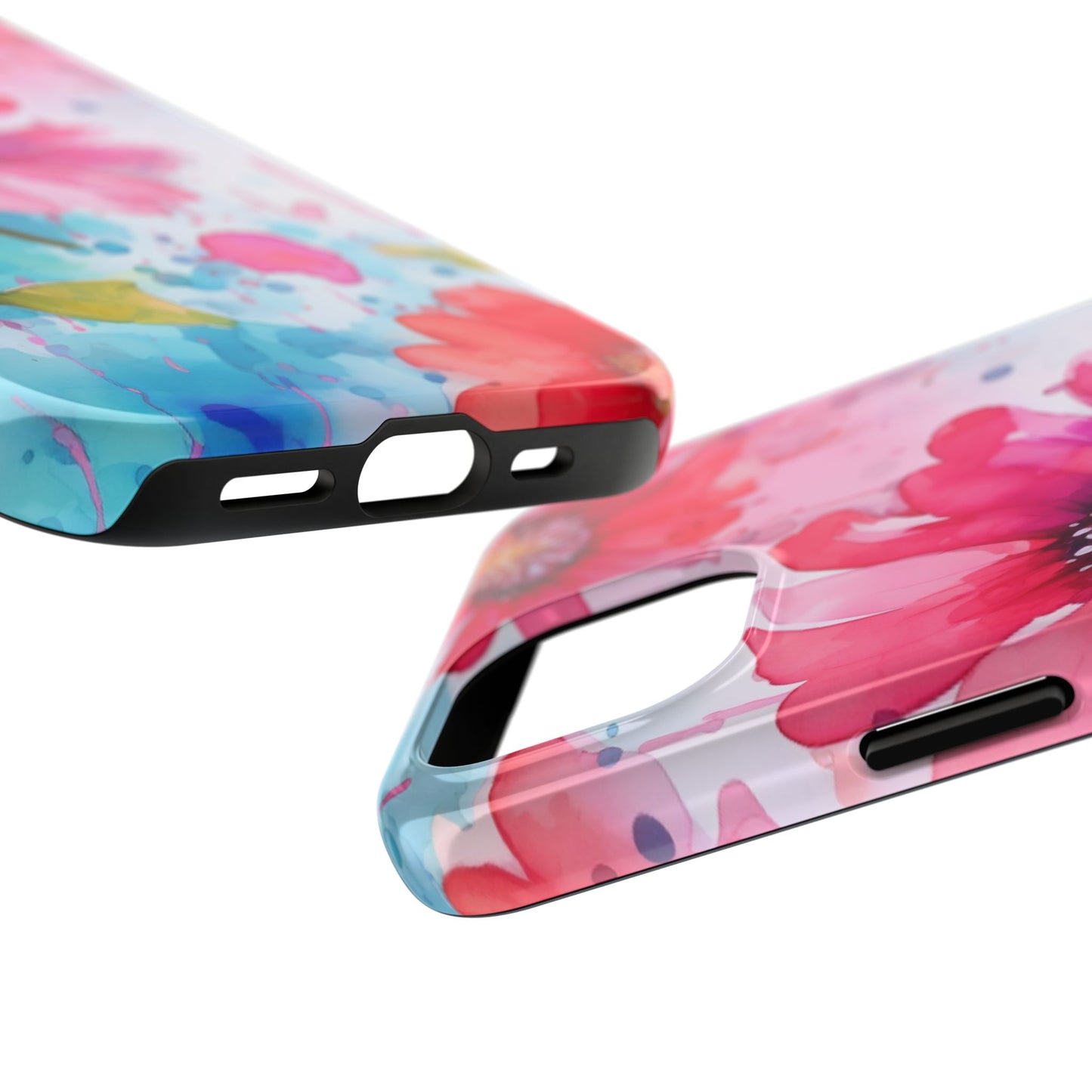 Vibrant Watercolor Red & Pink Floral - iPhone Case