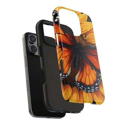 Monarch Butterfly & Sunflower Art – iPhone Case