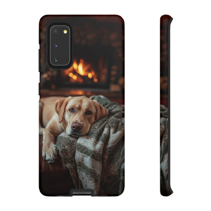 Cozy Labrador by Fireplace Samsung Galaxy Case – Rustic Cabin Protective Cover