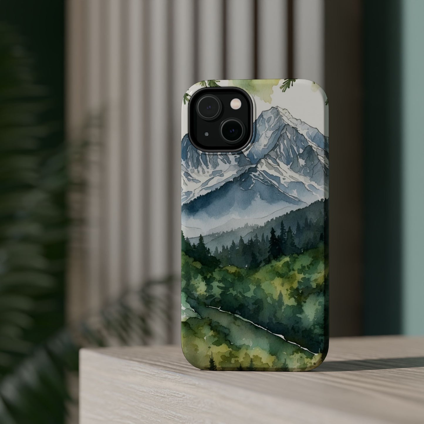 Watercolor Alpine Mountainscape - MagSafe iPhone Case