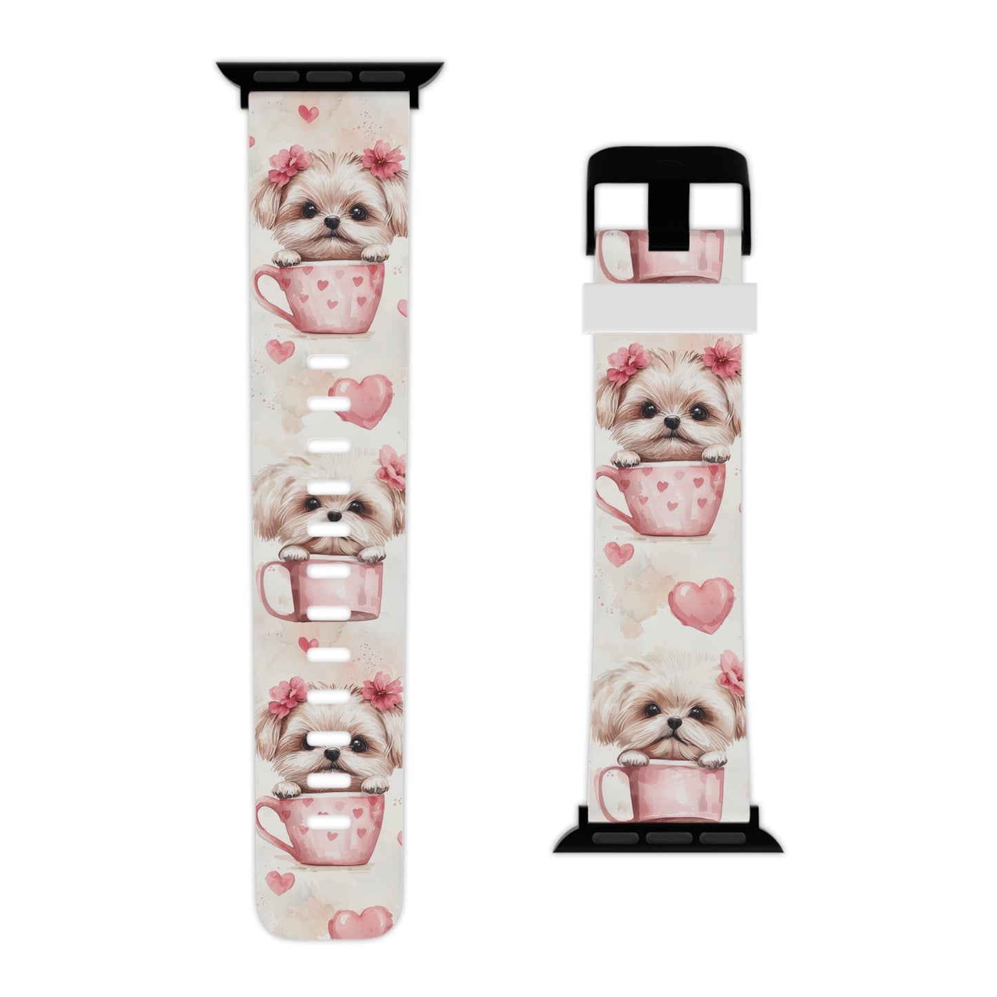 Floral Puppy in Teacup Apple Watch Band