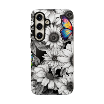 Rainbow Butterflies & Monochrome Sunflowers – Samsung Galaxy Case