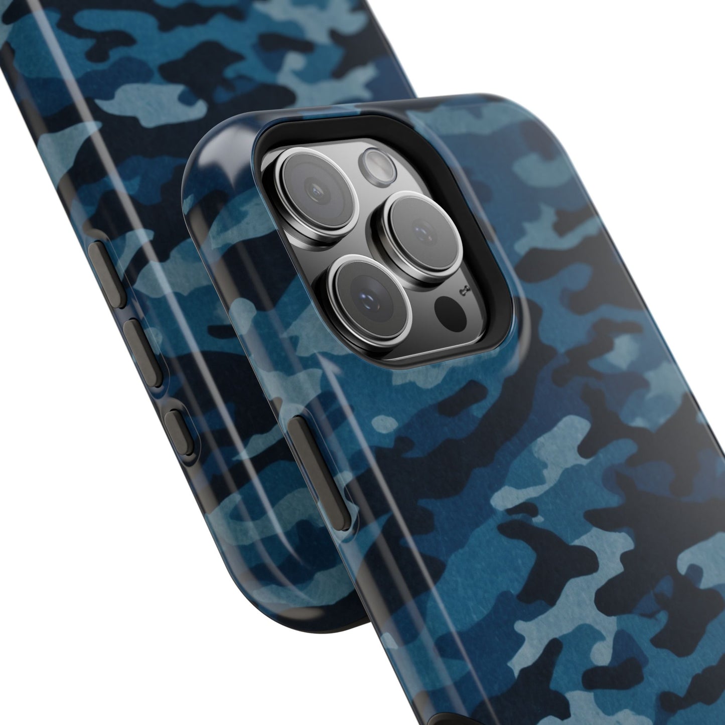 Dark Blue Camouflage – MagSafe iPhone Case with Modern Rugged Style