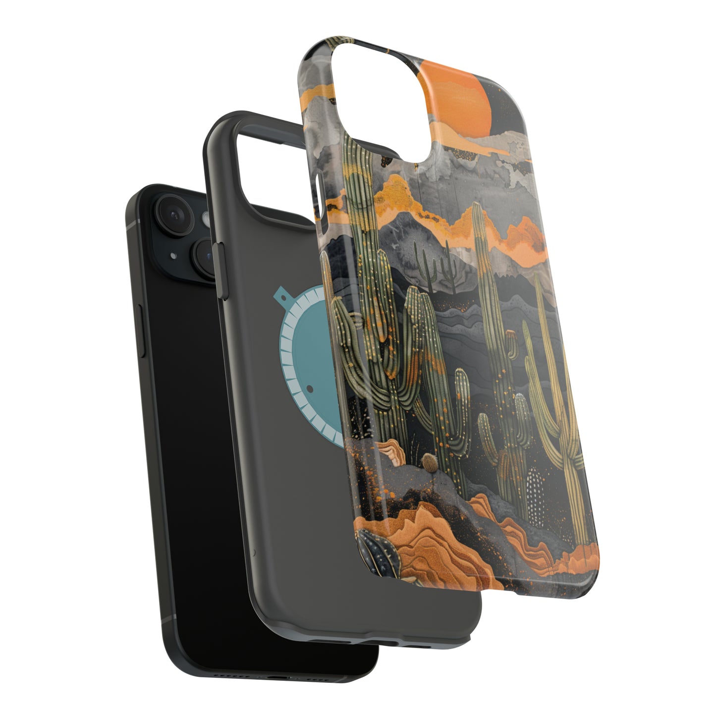 Desert Dusk MagSafe iPhone Case - Cacti Silhouettes & Sundown Hues for iPhone 15, 14, and 13 Series