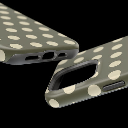 Vintage Green & Cream Polka Dots – MagSafe iPhone Case