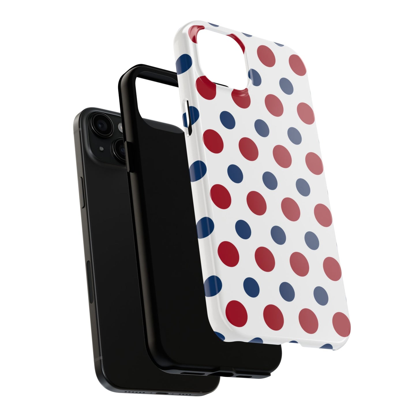 Patriotic Navy, White, and Red Polka Dot iPhone Case