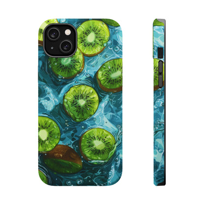 Tropical Kiwi Splash MagSafe iPhone Case – Tough Dual-Layer, Vibrant Summer Design