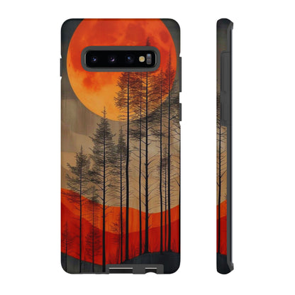 Moody Forest Moonrise Samsung Galaxy Case – Dark Landscape Design, Dual-Layer Protection