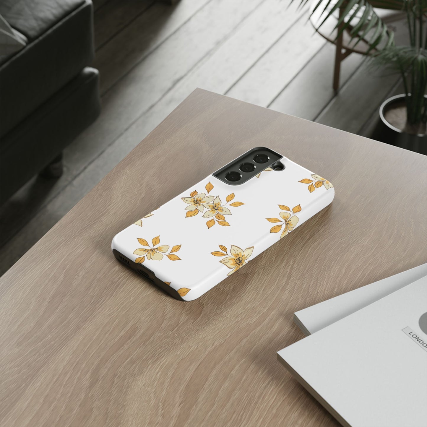 Delicate Yellow Blossom Samsung Galaxy Case – Minimalist Floral Design with Matte Finish