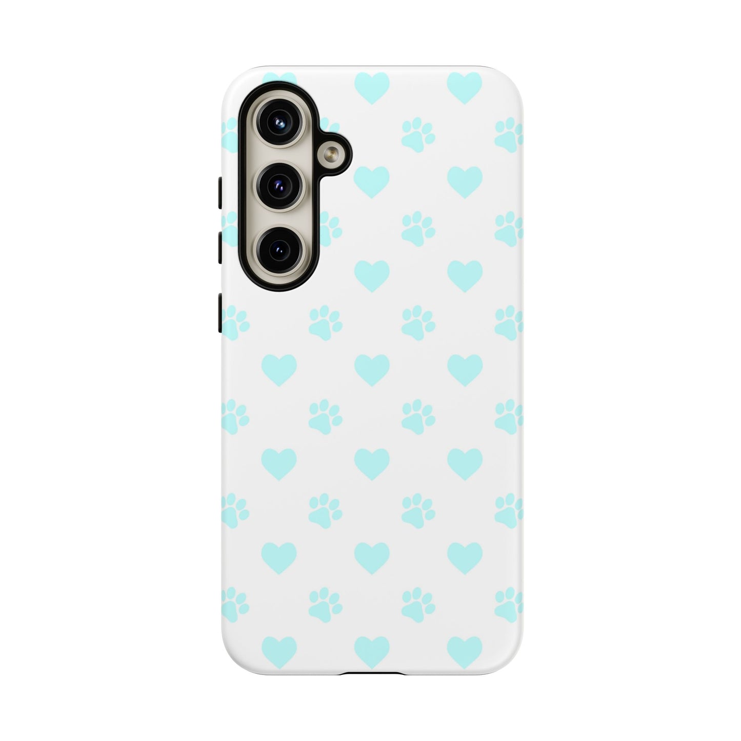 Samsung Galaxy Case - Aqua Paw Print & Heart Design