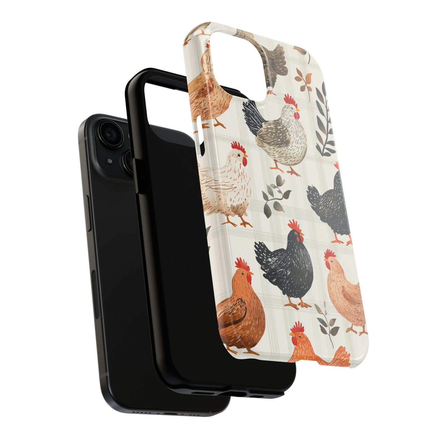 iPhone Case: Vintage Chicken & Leaves – Farmhouse Style Case