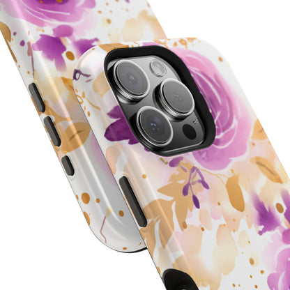 Soft Purple & Gold Floral Splash - MagSafe iPhone Series Case