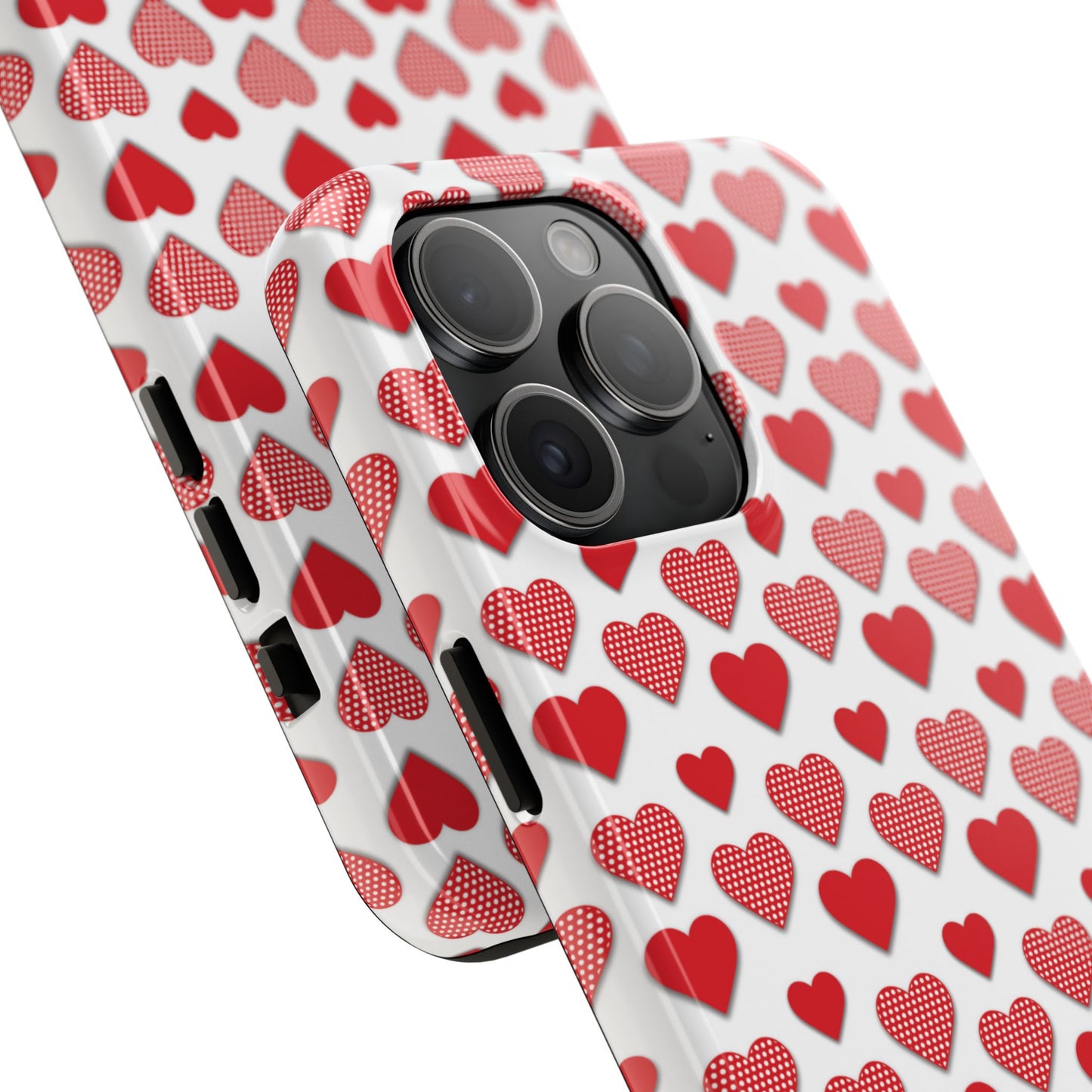 Red & Polka Dot Hearts iPhone Case