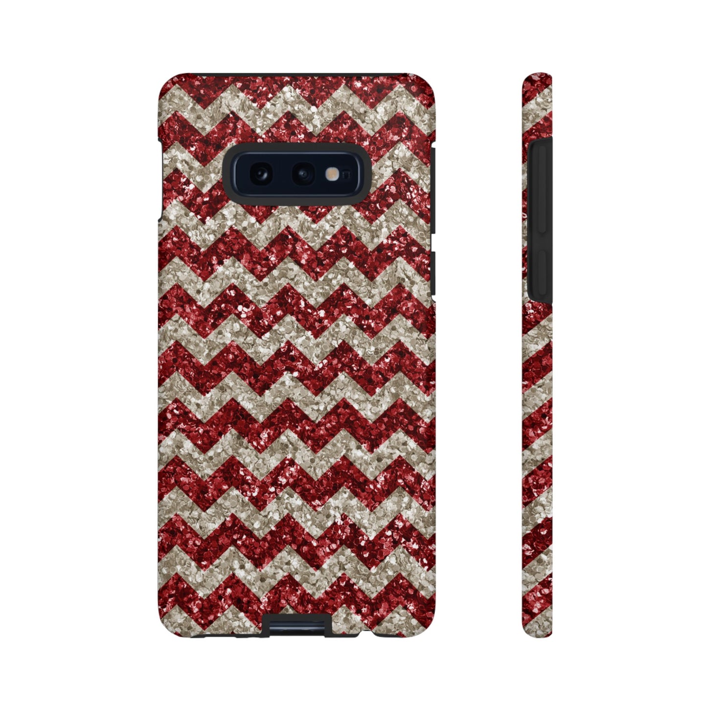 Sparkling Red & White Chevron – Glitter Illusion MagSafe iPhone Case