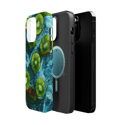 Tropical Kiwi Splash MagSafe iPhone Case – Tough Dual-Layer, Vibrant Summer Design