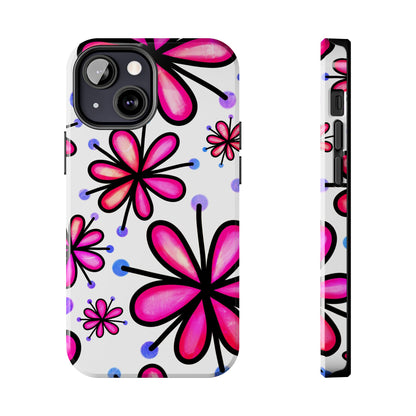 Pink Retro Bloom iPhone Case – Ultra-Slim Design, Glossy Finish