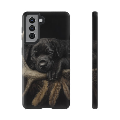 Adorable Black Labrador Puppy on Feathers Samsung Galaxy Case