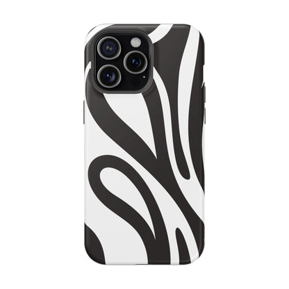 Modern Black and White Abstract Tough MagSafe iPhone Case – Bold Graphic Pattern with Dual-Layer Protection