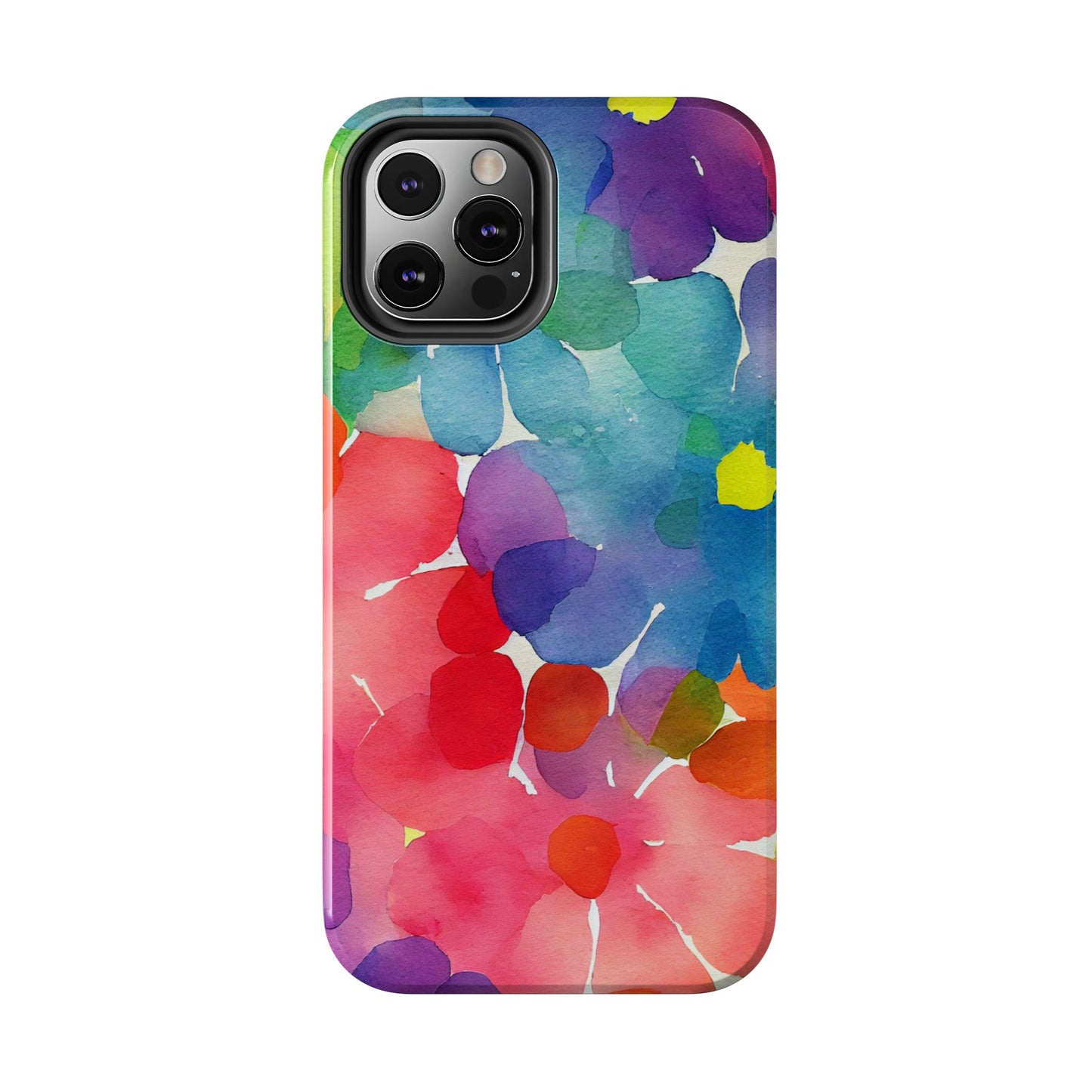 Rainbow Bloom Watercolor iPhone Case – Slim Design, Glossy Finish