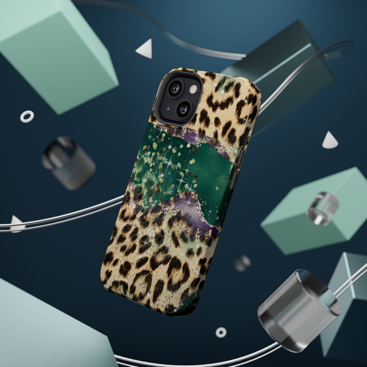 Emerald Glitter Leopard Print - MagSafe iPhone Series Case