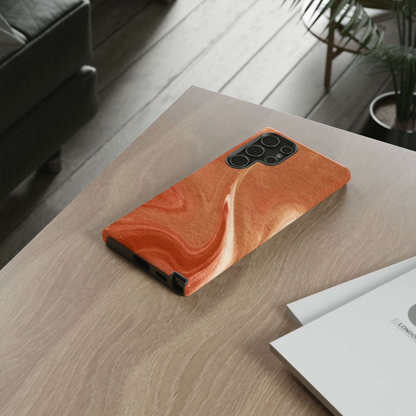 Earthy Terracotta Swirl Samsung Galaxy Case – Warm Marble Texture Design