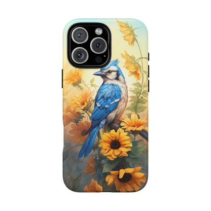 Blue Jay & Sunflowers Phone Case - Perfect Gift for Bird Lovers!