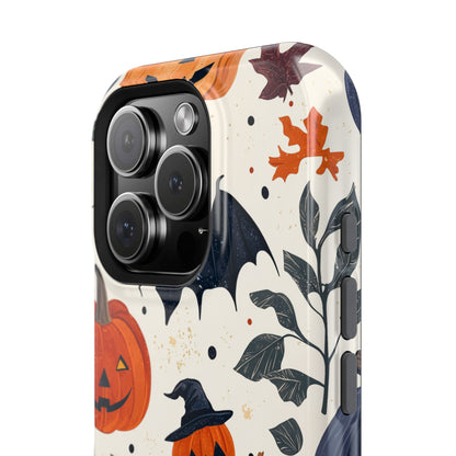 Spooky Halloween MagSafe iPhone Case – Pumpkins, Bats, and Spider Design