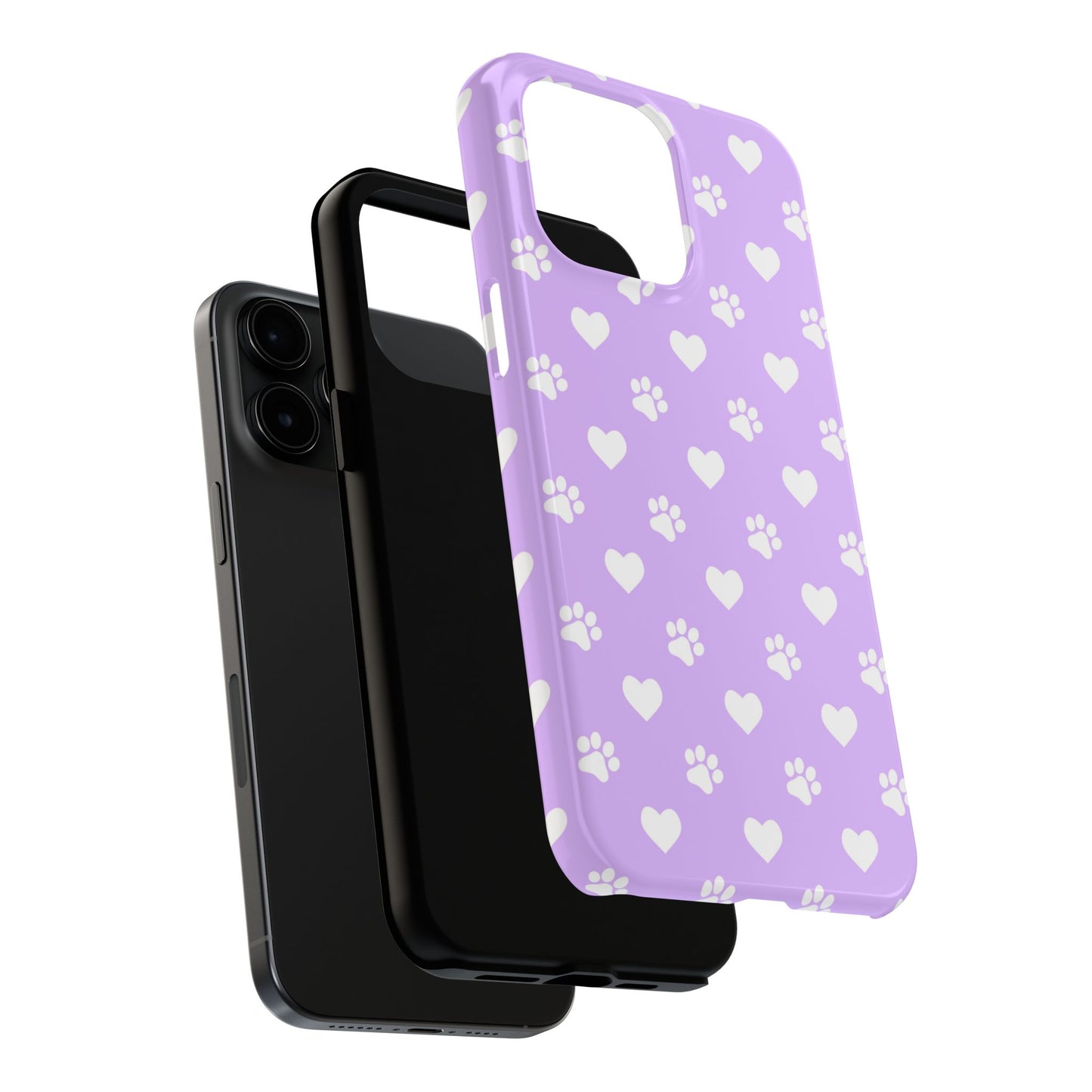 Lilac Paw Prints & Hearts – iPhone Case