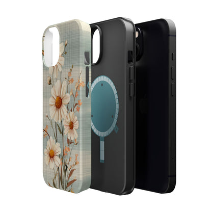 Pastel Green Daisy MagSafe iPhone Case - Floral Plaid Protective Cover