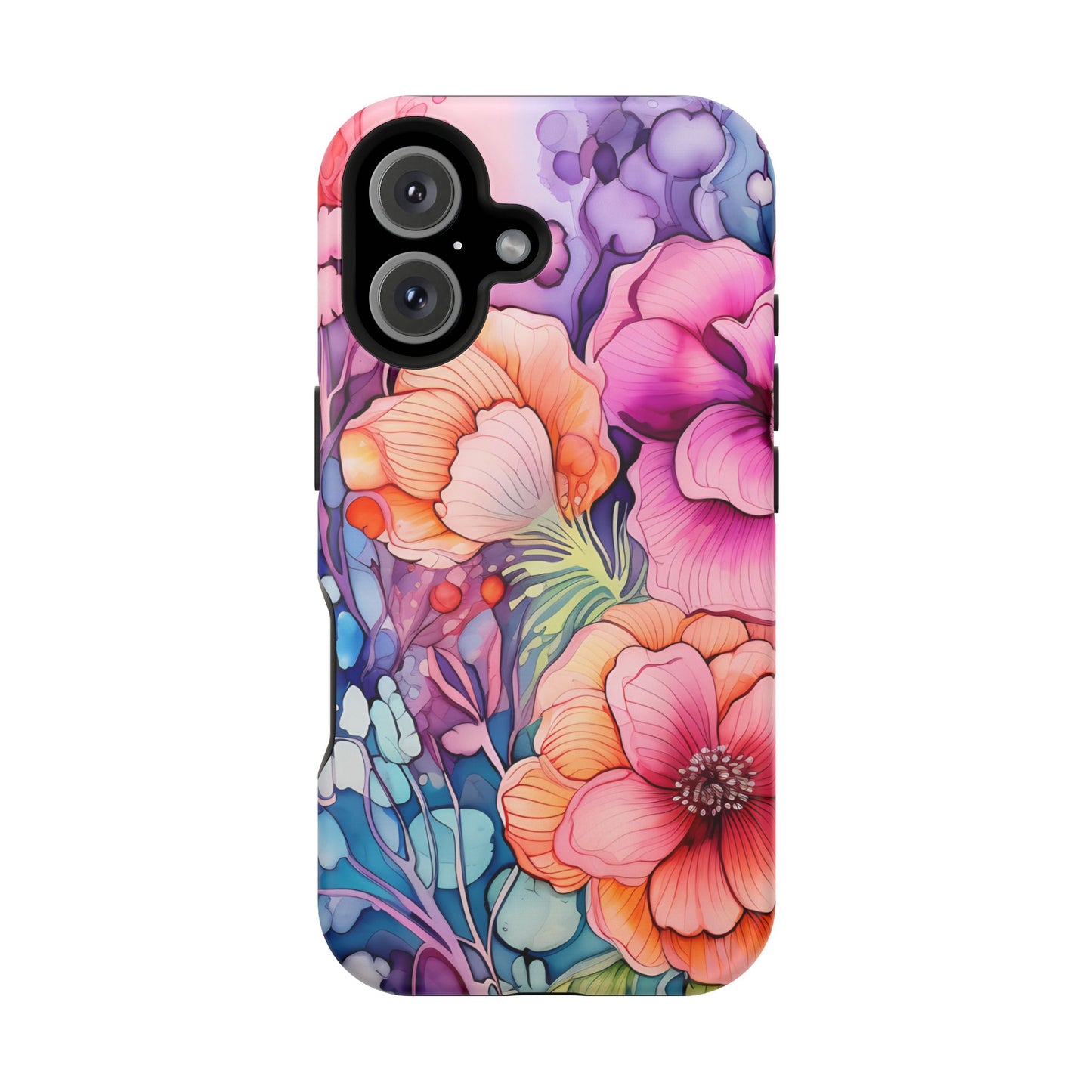 Bright Watercolor Floral Splash MagSafe iPhone Series Case – Bold Artistic Design