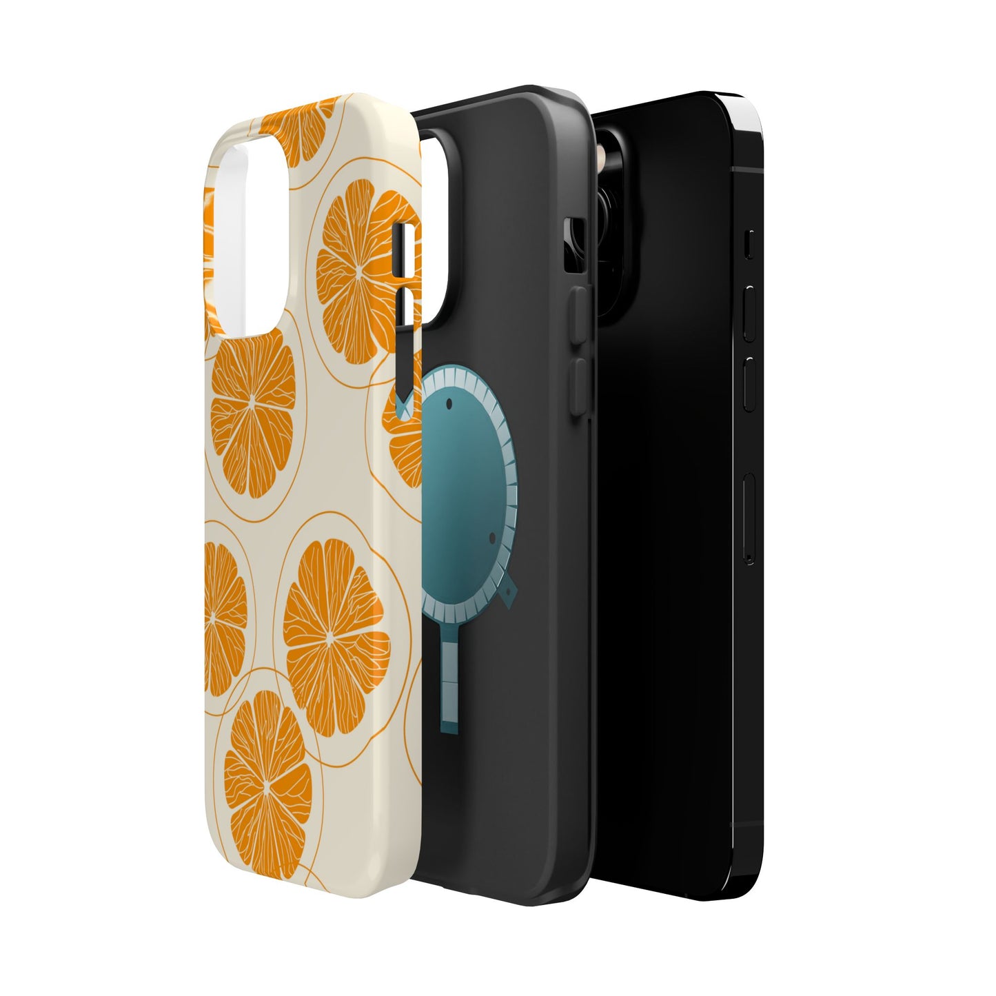 Citrus Burst Pattern Tough MagSafe iPhone Case – Bold Orange Design, Shockproof Protection