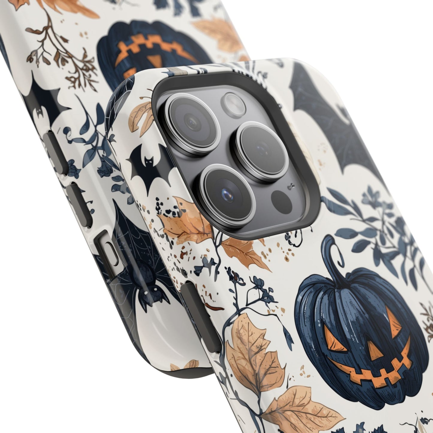 Vintage Halloween MagSafe iPhone Case – Dark Jack - o' - Lanterns, Bats, and Autumn Leaves Design - BOGO Cases