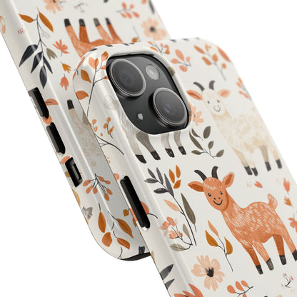 iPhone Case: Smiley Goats & Dried Flowers – Vintage Charm