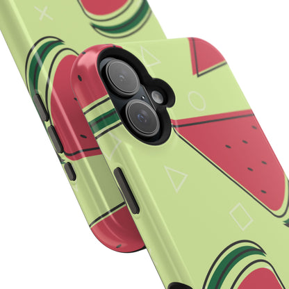 Watermelon Slice MagSafe iPhone Case – Fresh & Fun Design with Retro Geometric Pattern