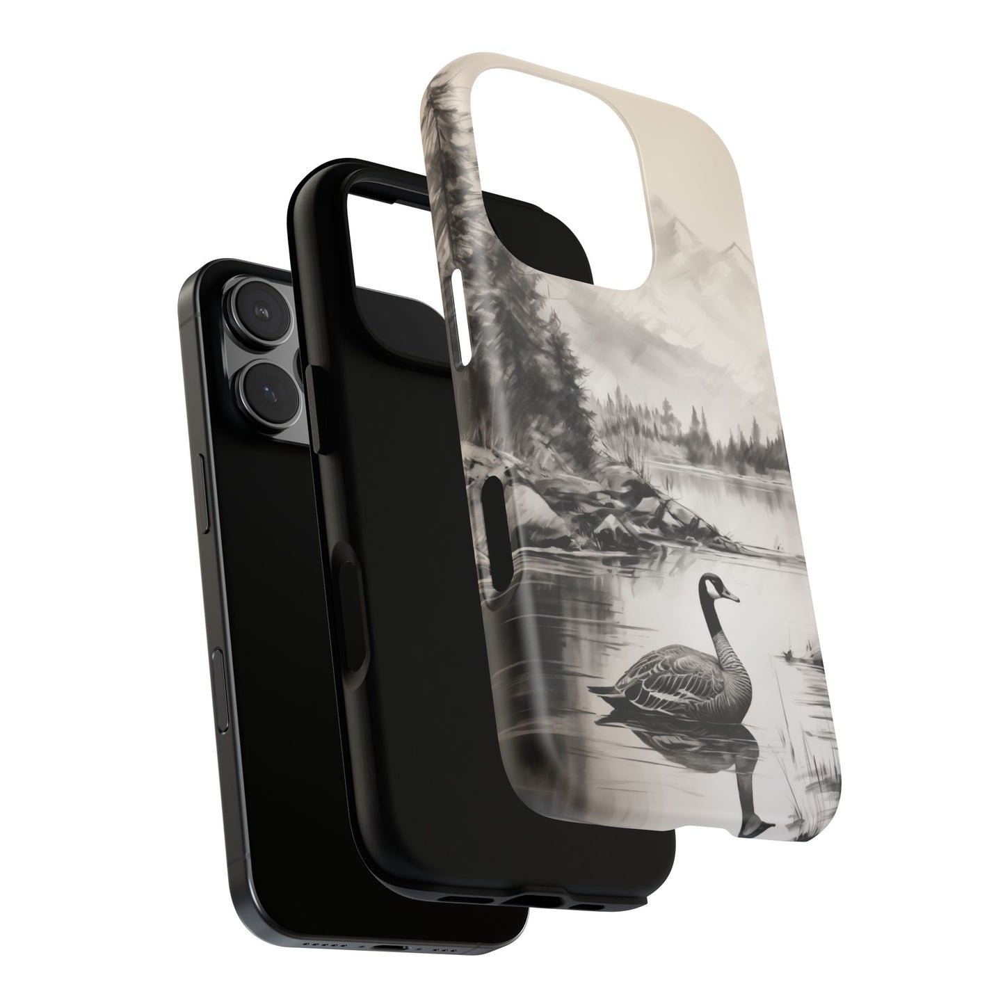 Canadian Goose Phone Case - Charcoal Sketch Design!