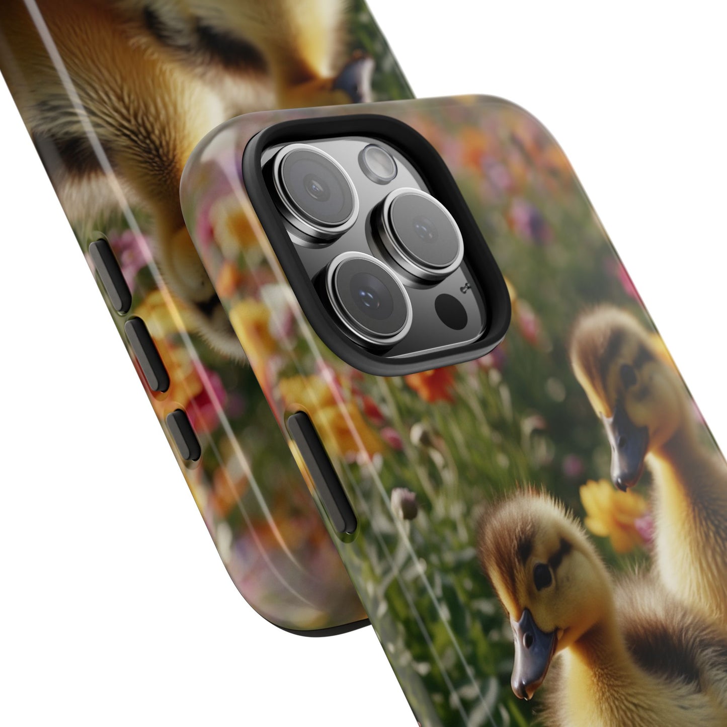 Charming Ducklings in Floral Garden - iPhone Case