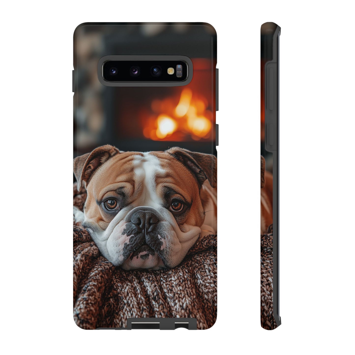 Cozy Bulldog Samsung Galaxy Case – Fireside-Inspired Protective Cover