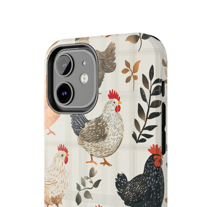 iPhone Case: Vintage Chicken & Leaves – Farmhouse Style Case