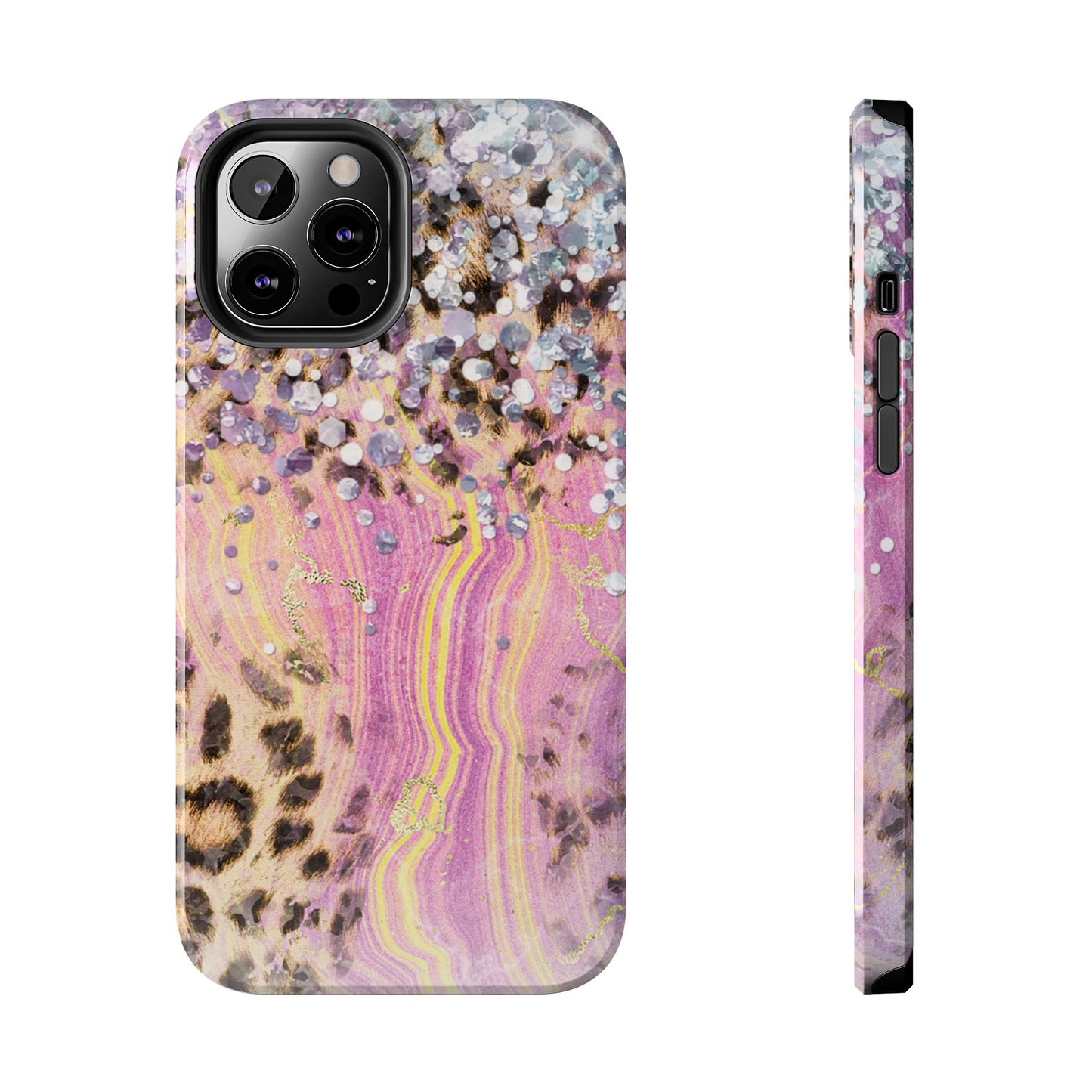 Crystal Glam Leopard - iPhone Series Case with Glitter and Gem Accents